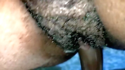 Hairy babe with an ass in tight jeans gets a big creampie