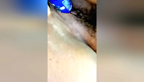 Indian teen with hairy pussy masturbates with vibrator