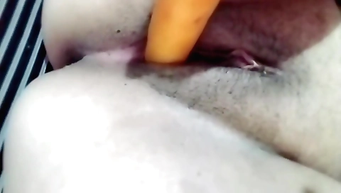 Solo blonde in stockings masturbates with vibrator