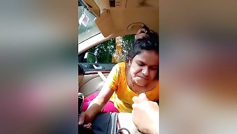 Indian amateur brunette with small tits fucked in the car