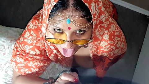 Indian busty and big tits amateur milf getting a facial