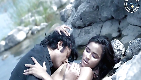 Hot teen naked on the beach and getting naked by the breeze