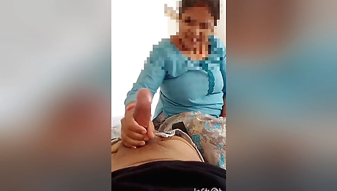 Amateur brunette handjob with her stepbrother in hd video