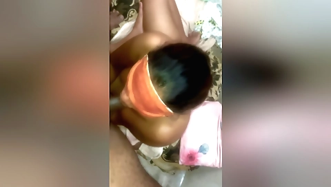 Indian girl sucking and playing with her hairy pussy