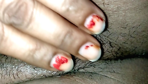 Hairy girl in a sexy outfit masturbates in her own home