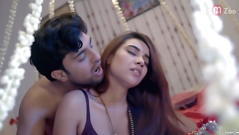 Hot brunette and a guy with a long cock in his pants 2