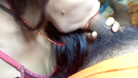 Deshi enjoys her lover's cock in her mouth in a blowjob