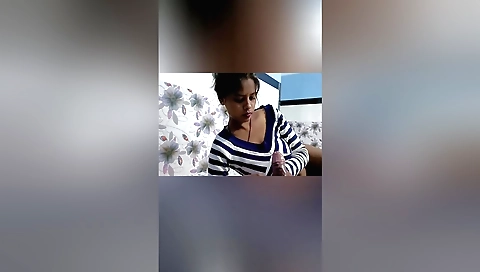 Indian brunette hairy girl is in the house and masturbating