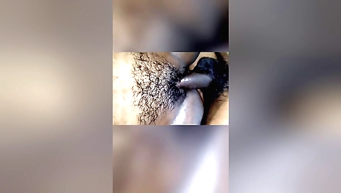 Indian girl's hairy pussy stretched by her boyfriend