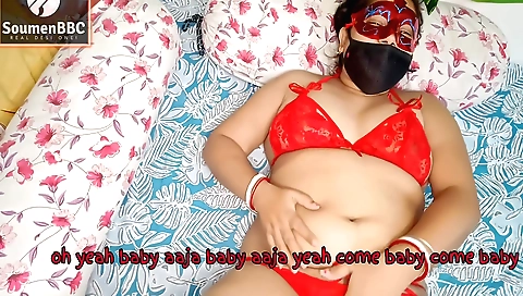 Lucky whore fucks herself in her large ass sex bed