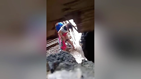 Indian teen in white pants naked outdoors and masturbate