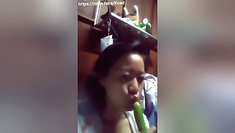 Indian amateur girl with big hairy bush plays with dildo