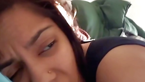 Indian brunette in a hot lingerie makes a creampie