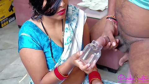 Indian girl has a friend and they lick a big sperm box