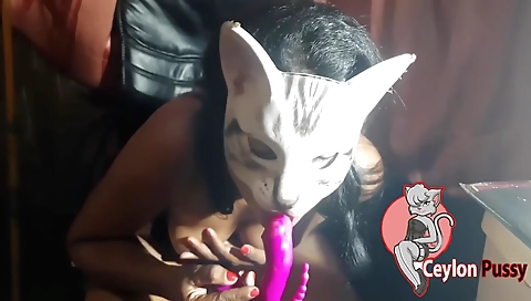 Busty brunette girl masturbating with her big twat