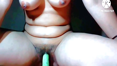 Indian brunette with hairy pussy enjoys sex with rubber balls