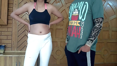 Indian babe 18+ gets naked and fucked by the yoga instructor