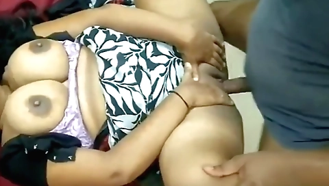 Chubby brunette pornstar with big tits masturbating